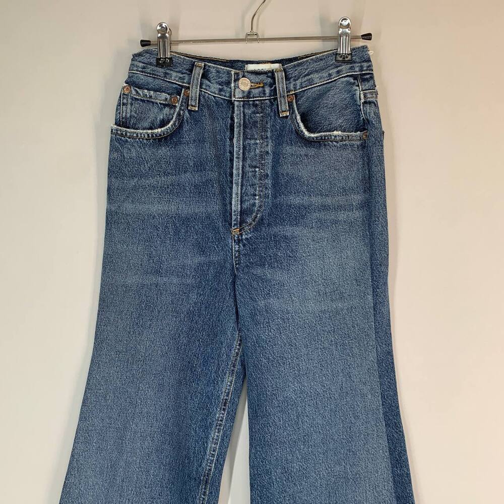 Agolde Dame Wide Leg Jeans 24 in Blue Denim High Rise Organic Cotton - Picture 10 of 13